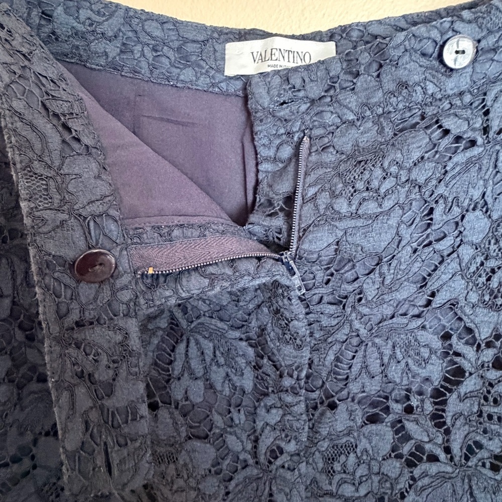 VALENTINO Lace Pants Silk Lined Navy Blue EU 42 US 6 Made in Italy - Picture 6 of 16